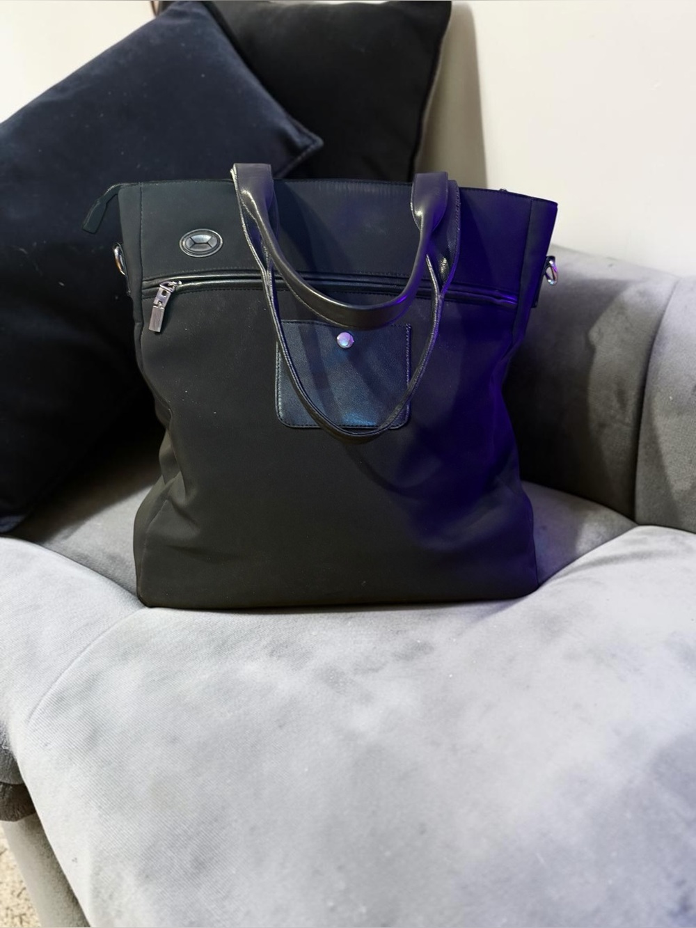 HOBO Black Nylon Tote with Front Zip Pocket